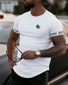 T-SHIRT MĘSKI TEAL ECRU