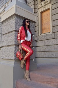 KURTKA BOMBERKA LEATHER LAMPAS CZERWONA