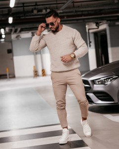 SWETER MĘSKI WARREN BEŻOWY
