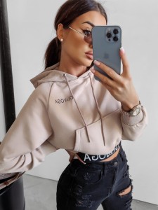 BLUZA MANNIE Z GUMĄ W PASIE BEŻOWY