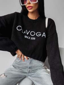 SWETER KARO CZARNY