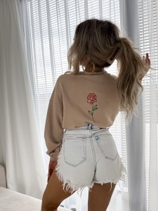BLUZA COCO Z RÓŻĄ NA PLECACH BEŻOWY
