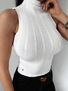 SWETER BEZRĘKAWNIK O LA VOGA KADE ECRU