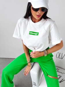 T-SHIRT O LA VOGA GRAND BIAŁY + ZIELONY