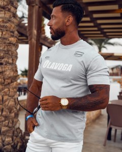 T-SHIRT MĘSKI XYZ JASNY SZARY