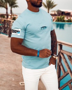 T-SHIRT MĘSKI O LA VOGA EYECATCH JASNY NIEBIESKI