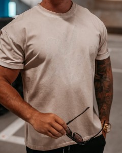 T-SHIRT MĘSKI O LA VOGA ETCHER MEN SPRANY BEŻ