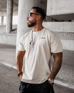 T-SHIRT MĘSKI SAYER BEŻOWY 