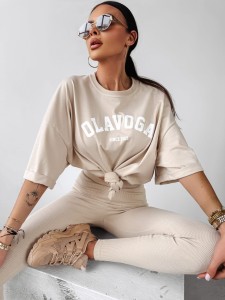 T-SHIRT ROUGE O LA VOGA BEŻOWY