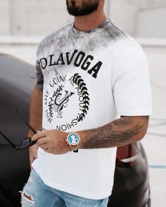 T-SHIRT MĘSKI FORCE O LA VOGA BIAŁO - SZARY