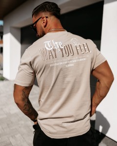 T-SHIRT MĘSKI O LA VOGA FEEL BEŻOWY 