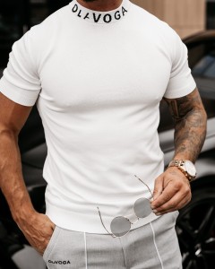 T-SHIRT MĘSKI O LA VOGA NECK ECRU