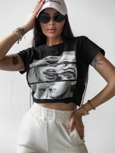 T-SHIRT DAMSKI LABIOS O LA VOGA CZARNY