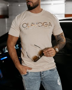 T-SHIRT MĘSKI GLOW O LA VOGA BEŻOWY