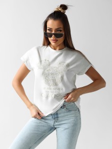 T-SHIRT DAMSKI SOURIS O LA VOGA ECRU