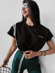 T-SHIRT DASMKI RISCE O LA VOGA CZARNY