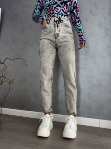 SPODNIE JEANSOWE DAMSKIE MOM FIT DEK BY ME SZARY
