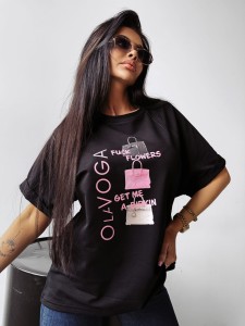 T-SHIRT DAMSKI MELANIA O LA VOGA CZARNY