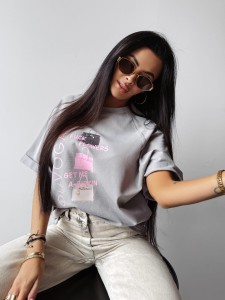 T-SHIRT DAMSKI MELANIA O LA VOGA SZARY