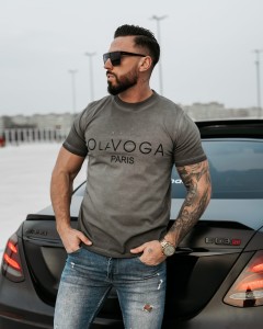 T-SHIRT MĘSKI STAR OF PARIS O LA VOGA CIEMNY SZARY 