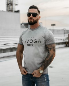 T-SHIRT MĘSKI STAR OF PARIS O LA VOGA JASNY SZARY