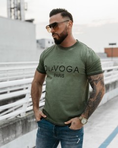 T-SHIRT MĘSKI STAR OF PARIS O LA VOGA KHAKI