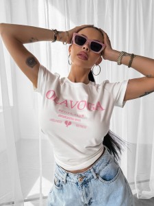 T-SHIRT DAMSKI IDYLLIC O LA VOGA ECRU