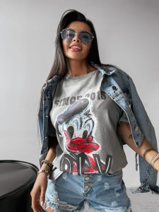 T-SHIRT DAMSKI MOSE O LA VOGA JASNY SZARY