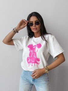 T-SHIRT DAMSKI GO ON OLAVOGA ECRU