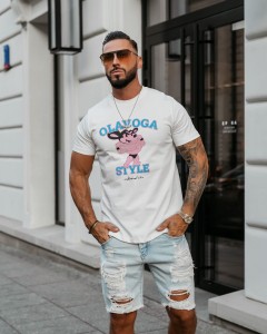 T-SHIRT MĘSKI COMPRE O LA VOGA ECRU 