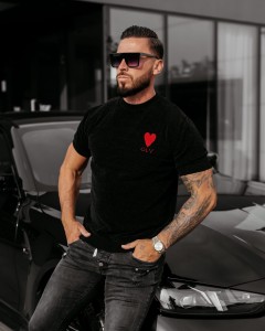 T-SHIRT MĘSKI DZIANINOWY MĘSKI LUV O LA VOGA CZARNY