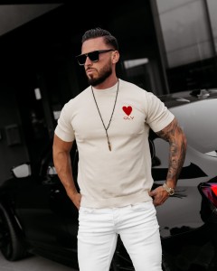 T-SHIRT MĘSKI DZIANINOWY MĘSKI LUV O LA VOGA ECRU