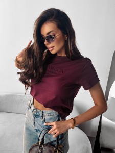 T-SHIRT DAMSKI SUBTLE O LA VOGA BORDOWY