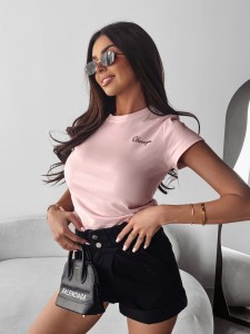 T-SHIRT DAMSKI SIMPLYBY O LA VOGA PUDROWY RÓŻ