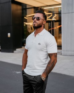 T-SHIRT MĘSKI POLO TWIST O LA VOGA ECRU