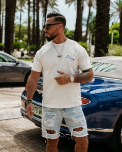 T-SHIRT MĘSKI BLUE HAROMONY OLAVOGA ECRU