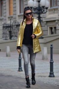 PIKOWANY PŁASZCZ GLOW LONG ZŁOTY