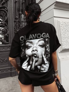 T-SHIRT DAMSKI SIGAR O LA VOGA CZARNY