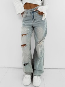 SPODNIE DAMSKIE JEANSOWE BAMBI OLAVOGA NIEBIESKI