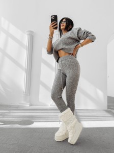 KOMPLET DAMSKI SWETERKOWY OLIA O LA VOGA SZARY