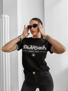 T-SHIRT DAMSKI BLACK PRINCE OLAVOGA CZARNY