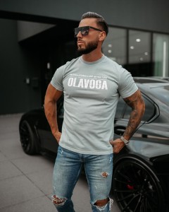T-SHIRT MĘSKI ZOAN OLAVOGA JASNY SZARY