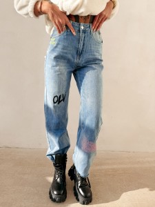 SPODNIE JEANSOWE DAMSKIE VIVID OLAVOGA CIEMNY JEANS