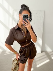 KOMPLET DAMSKI CLAINY OLAVOGA CZEKOLADOWY