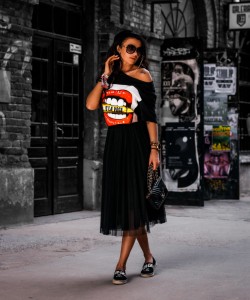 SPÓDNICA IMPRESS TIUL  CZARNA