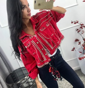 KATANA JEANS DŻETY ĆWIEKI CZERWONA