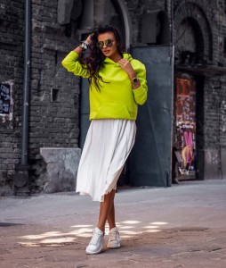 SPÓDNICA PLEATED ECRU