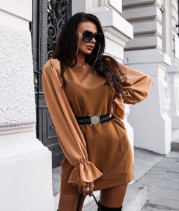 BLUZA CHIC CAMEL Z PASKIEM