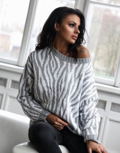 SWETER ZEBERKA SZARO-BIAŁY