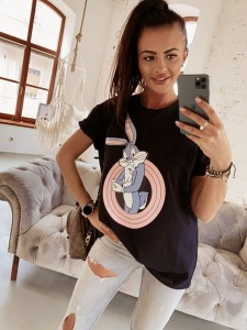 T-SHIRT RABBIT CZARNY